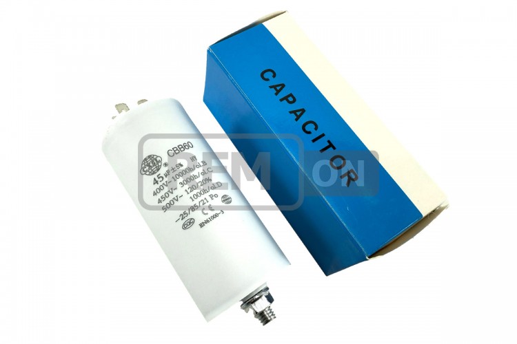 Конденсатор CBB60 45 мкФ 450V, з гайкою